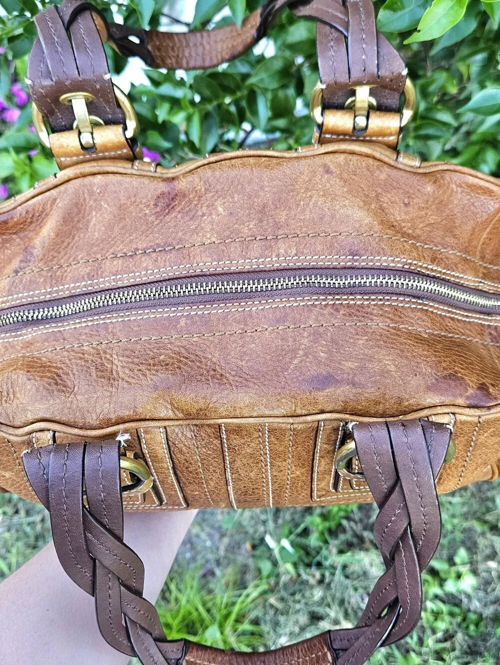 Coach Soho Mia 10048 Brown Leather Braided Handle Satchel Vintage Y2K Bag